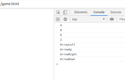 Logged arrow keys on browser console