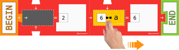 Modifying the the value of a variable using a block programming board game