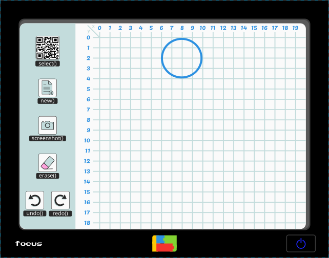 Circle drawn on a screen over coordinate system using a drawCircle function with parameters