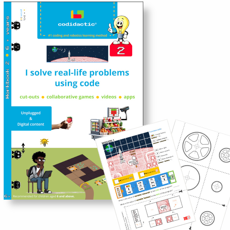 I solve real-life problems using code - Workbook - Level 2 - for ages 6+ - 64 pp.