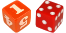 Two dice: one dotted and another with numbers