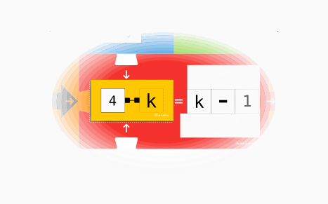 Decrement the value of 'k' using a decrement assignment.