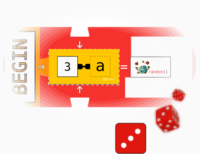 Block-based program: 'random' function call returning a random number