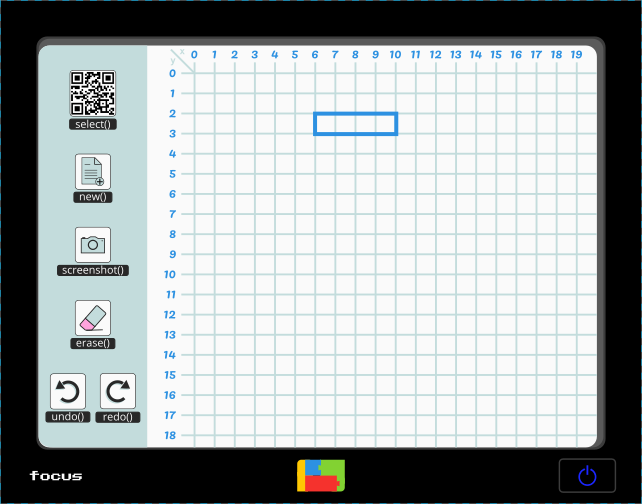 Rectangle drawn on a screen over coordinate system using a drawRectangle function with parameters