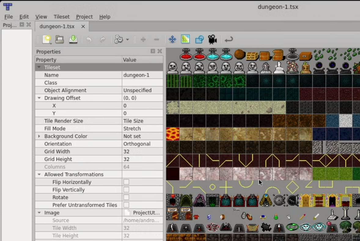 Tileset view in Tiled