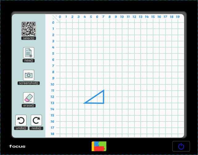 Triangle drawn on a screen over coordinate system using a drawLine function with parameters