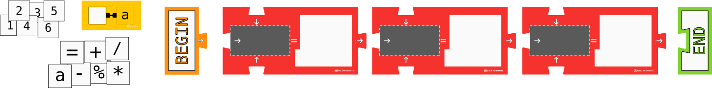 Blocks for programming three assignments of one variable