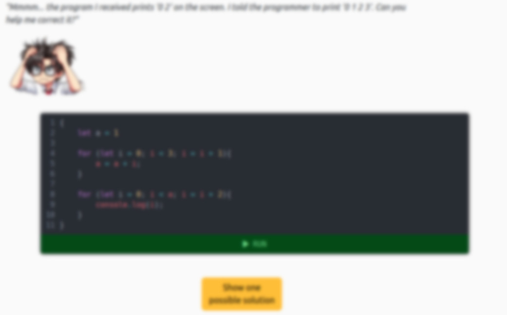 Blurred image of a puzzle about debugging and fixing a loop in a program