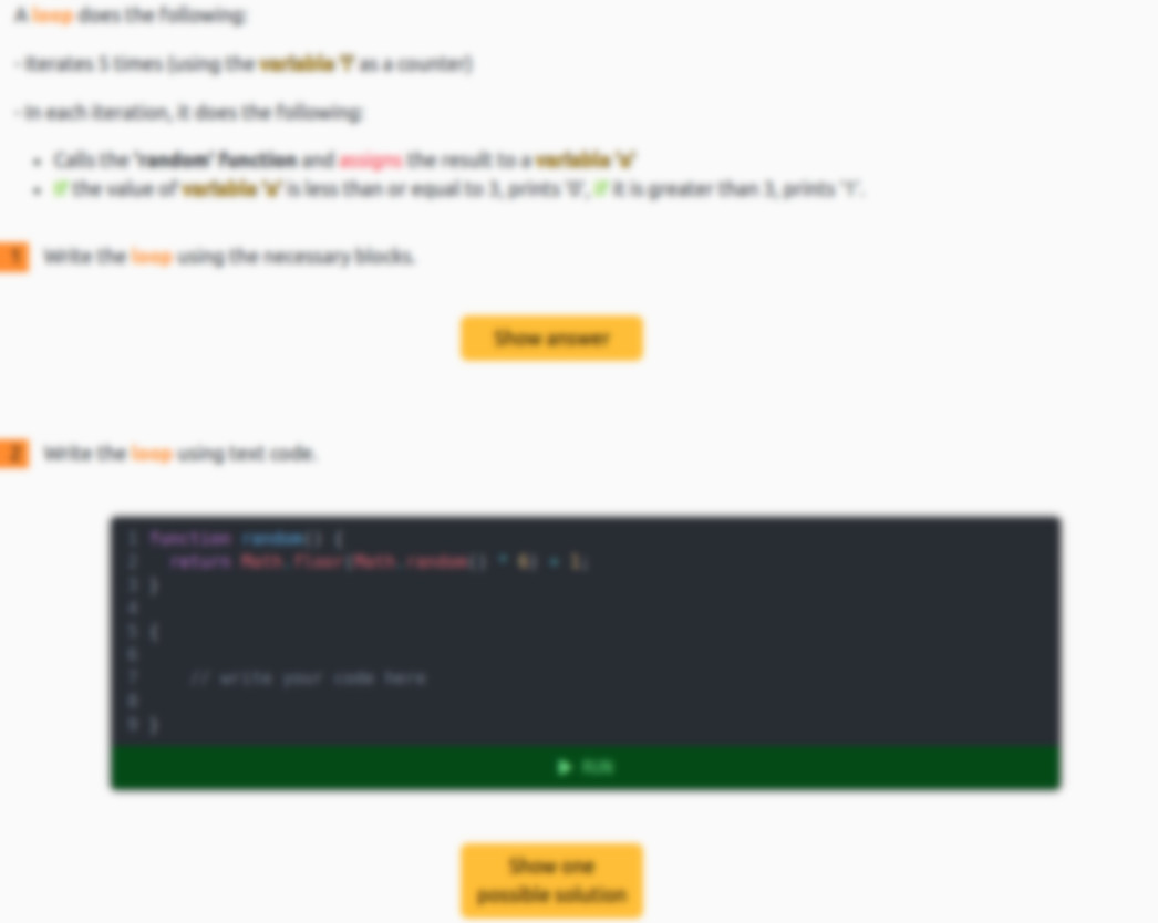 Blurred image of a puzzle about coding loops